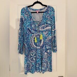 Lilly Pulitzer swing dress/tunic lace-up front with neon tassels $138 - Small